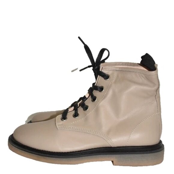 $500 AGL MOREEN LACE-UP COMBAT BOOT PLATFORM STONE TAN LEATHER 39 (MG15) - Picture 4 of 7